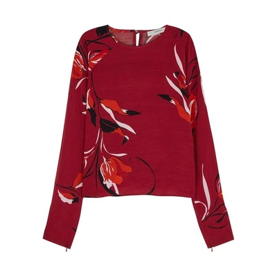 Gestuz Sille Floral-print Top In Red