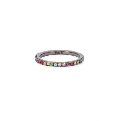 Rosie Fortescue Rhodium-plated Sterling Silver Ring In Black