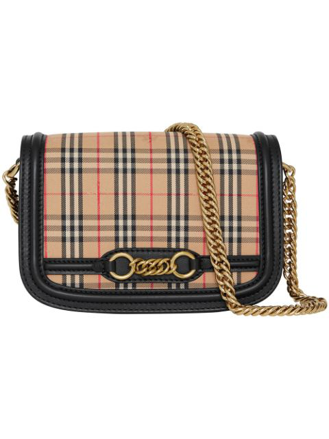 the 1983 check link bag with leather trim