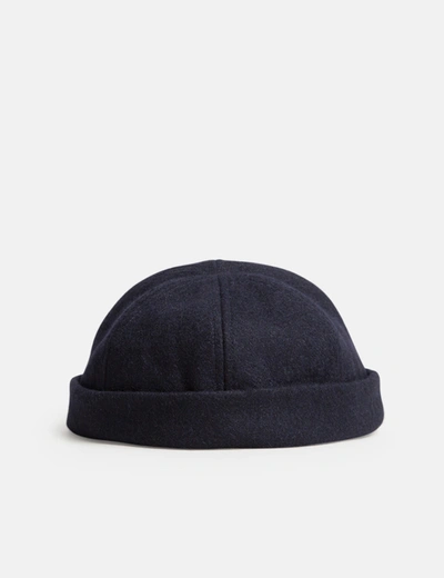 Bhode Dock Worker Hat (wool) In Navy Blue