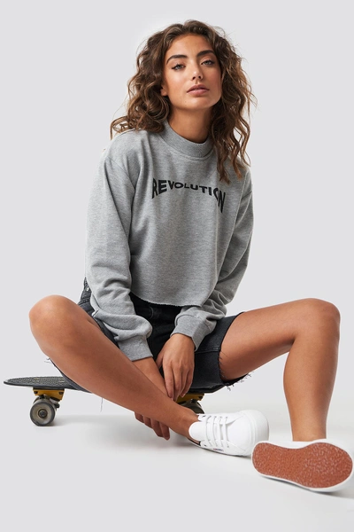 Astridolsenxnakd Revolution Cropped Sweater - Grey In Grey Melange