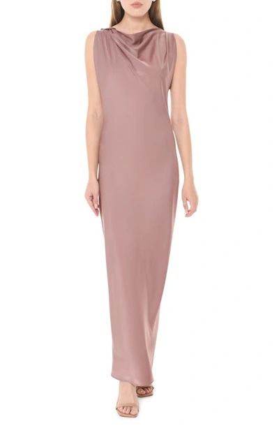 Wayf Cowl Neck Maxi Dress In Mauve