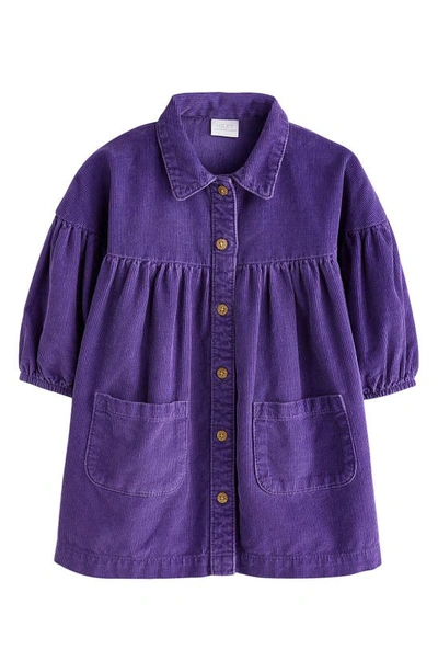 Next Kids' Cotton Corduroy Shirtdress In Purple