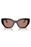 Prada 53mm Butterfly Sunglasses In Lite Brown