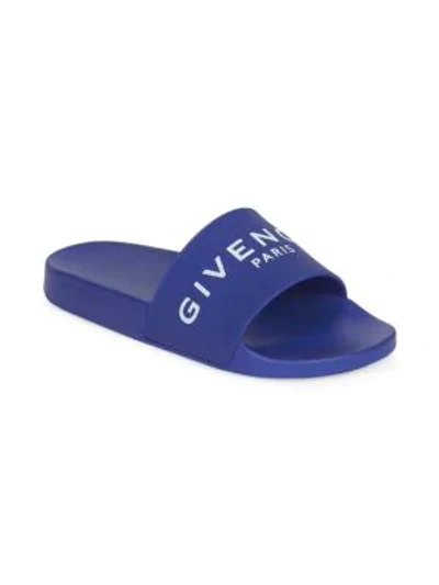 Givenchy Flat Slide Sandals In Indigo Blue