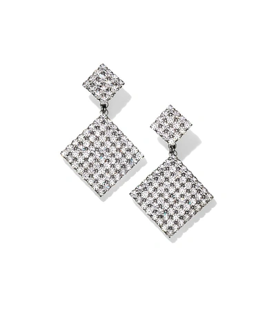 Alessandra Rich Double Diamond Crystal Earrings In Metallic