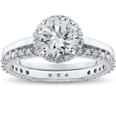 Pompeii3 2 Ct Eco Freindly Lab Created Diamond Madelyn Halo Engagement Ring & Eternity Ring In Multi