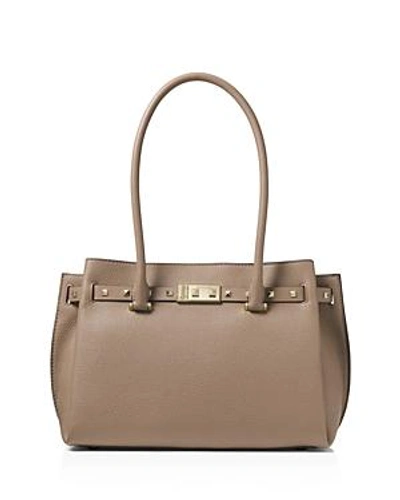 Michael Michael Kors Addison Medium Leather Tote In Truffle Beige/gold