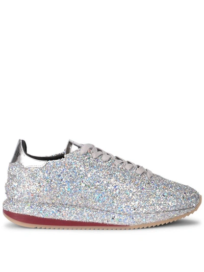 Ghoud Sneaker  In Glitter E Pelle Argento In Silver