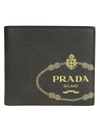 Prada Logo Wallet In Black/yellow