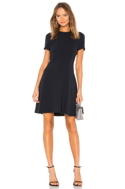 Theory Modern Seamed Fit-and-flare Dress In Deep Navy