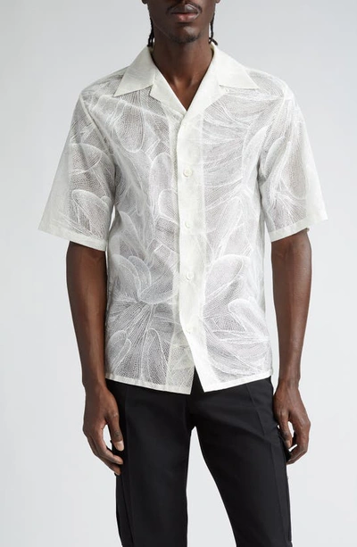 Alexander Mcqueen Tropical Print Short Sleeve Silk Shirt In Green