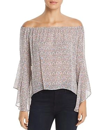 Red Haute Printed Off-the-shoulder Top In Floral Print