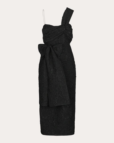 Cecilie Bahnsen Women's Valentina Borage Cloqué Bow Midi Dress In Black