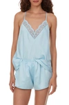 Flora By Flora Nikrooz Kit Heart Lace Cami & Tap Shorts Pajama Set In Blue