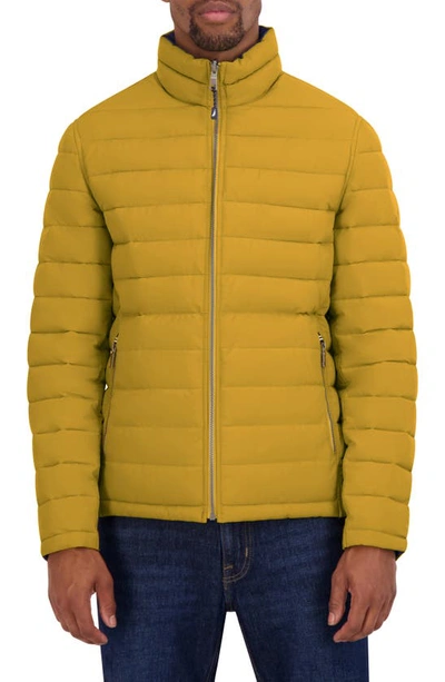 Nautica Water Resistant Reversible Puffer Jacket In Mustard