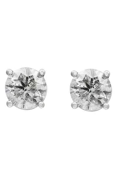 Effy Round Cut Diamond Stud Earrings In White Silver