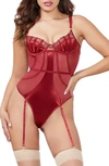 Seven 'til Midnight Satin Lace Teddy In Wine