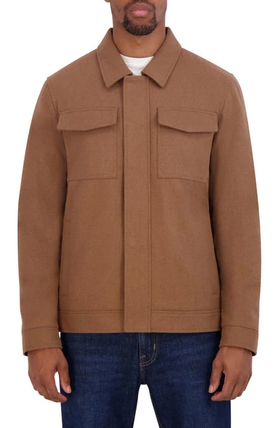 Nautica Water Resistant Wool Blend Coat In Camel