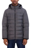 Nautica Mixed Media Water Resistant Puffer Jacket In Charcoal