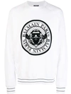Balmain Coin Logo-flocked Cotton-jersey Sweatshirt In White