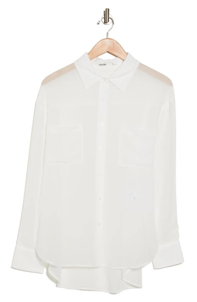 Elodie Long Sleeve Button-up Tunic Shirt In Ivory