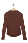 Elodie Ruched Mock Neck Top In Chocolate