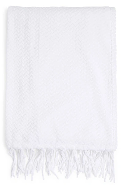 Bcbg Chenille Fringe Throw Blanket In Standard White