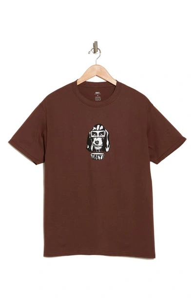Obey Dog Bowl Cotton Graphic T-shirt In Coffee