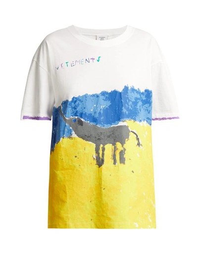 Vetements - Elinor The Elephant Cotton T Shirt - Womens - White In Bianco