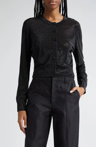 Alexander Wang Relaxed Fit Hot Fix Crop Cardigan In Black