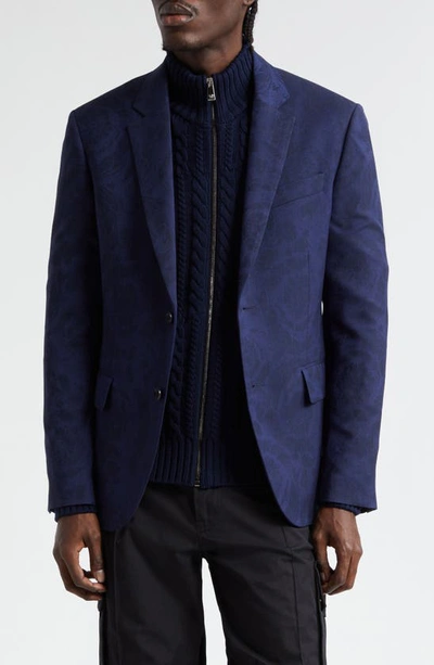 Versace Barocco Jacquard Sport Coat In Blue