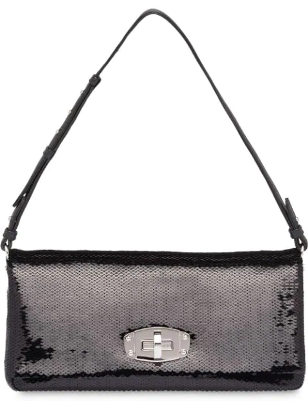 Miu Miu Miu Crystal Sequin Shoulder Bag In Black | ModeSens
