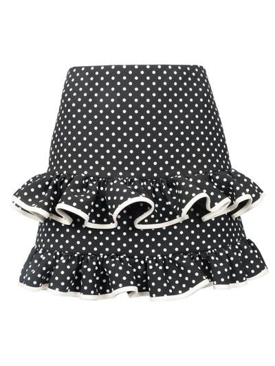 Valentino Polka Dot Frilled Skirt In Black & White