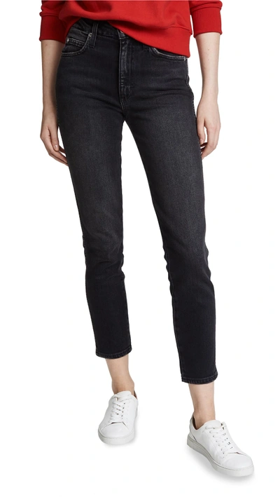 Amo High Rise Stix Crop Jeans In Washed Black