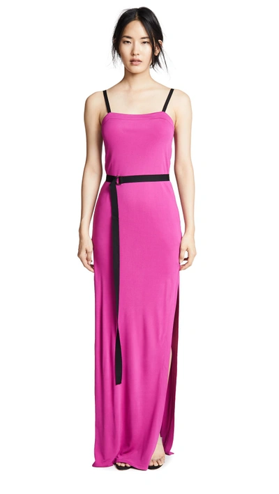 Yigal Azrouël Cinched Waist Dress In Hot Pink