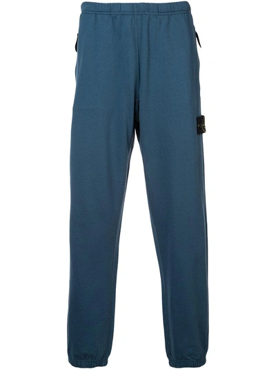 Stone Island Logo Patch Track Pants In Blue