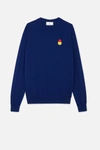 Ami Alexandre Mattiussi Crew Neck Sweater Smiley Chest Embroidery In Blue