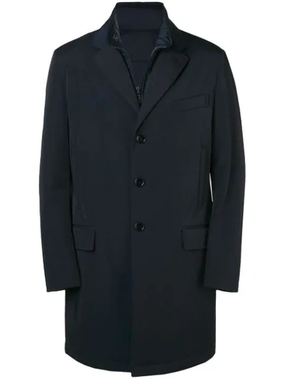 Fay Layered Single-breasted Coat In Nero