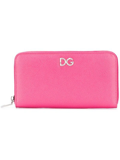 Dolce & Gabbana Zip Around Wallet In Pink