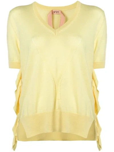 N°21 Short-sleeve Knitted Top In Yellow