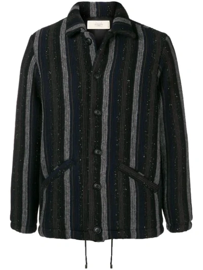 Maison Flaneur Striped Knitted Jacket In Blue