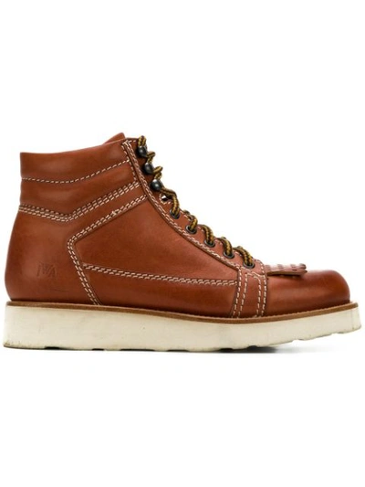 Jw Anderson Kiltie-fringe Leather Boots In Tan