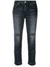 Sacai Distressed Skinny Jeans In Black
