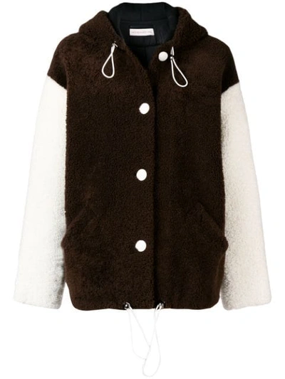 Inès & Maréchal Contrasting Sleeve Shearling Jacket - Brown
