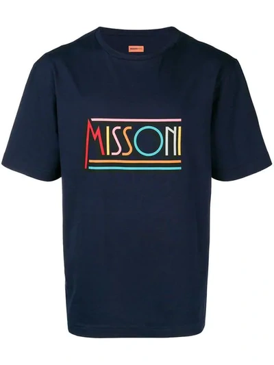 Missoni Logo-print Cotton-jersey T-shirt In Blue