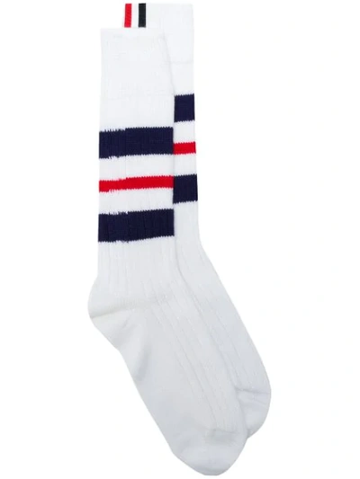 Thom Browne Striped Socks In White