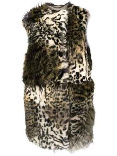 Stella Mccartney Faux Fur Sleeveless Coat In Brown