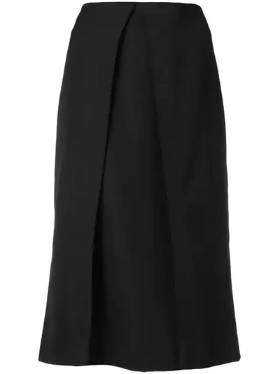 Aalto Inverted Pleat Midi Skirt In Black