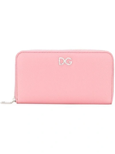 Dolce & Gabbana Zip Around Wallet In Pink